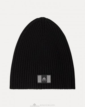 Baseball caps Męskie Moose Knuckles Moose Flag Beanie Czarne | EZ6908324
