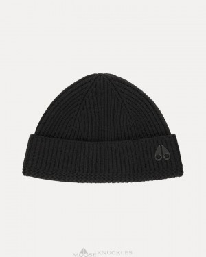 Baseball caps Męskie Moose Knuckles Trimble Skull Cap Czarne | CF7093862