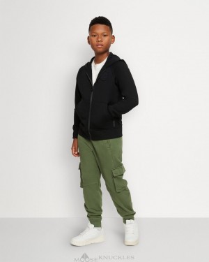 Bluza z Kapturem Dziecięce Moose Knuckles Kennedy Zip Hoodie Czarne | NS2918736