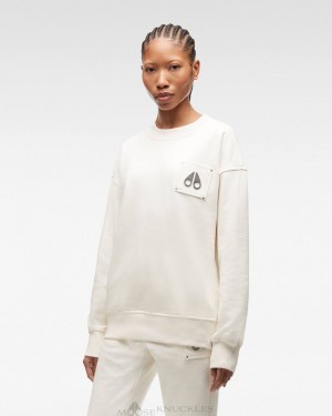 Bluzy Damskie Moose Knuckles Brooklyn Crew Neck Plaster | ZK0397486