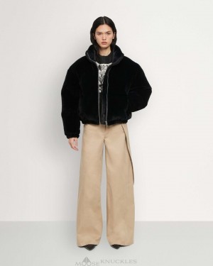 Bluzy Damskie Moose Knuckles Bunny Cropped Puffer Czarne | ON3256041