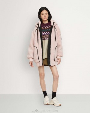 Bluzy Damskie Moose Knuckles Holland Hoodie Różowe | IF3928651
