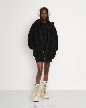 Bluzy Damskie Moose Knuckles Holland Hoodie Czarne | CW2063418
