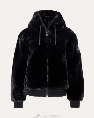 Bluzy Damskie Moose Knuckles Portland Bunny Czarne | WI1083695