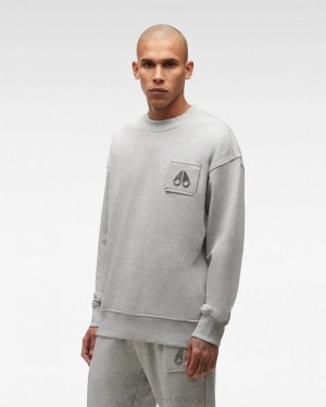 Bluzy Męskie Moose Knuckles Brooklyn Crew Neck Szare | QL3721694