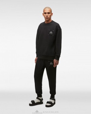 Bluzy Męskie Moose Knuckles Brooklyn Crew Neck Czarne | EU0879365