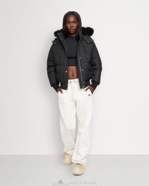 Kurtka Bomberka Damskie Moose Knuckles Cloud Bomber Shearling Czarne Czarne | RC1349705