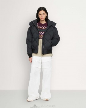 Kurtka Bomberka Damskie Moose Knuckles Flightweight Bankhead Bomber Czarne | WK7190463