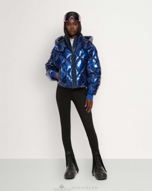 Kurtka Bomberka Damskie Moose Knuckles Flightweight Glossy Bankhead Bomber Cobalt | RM6078329