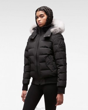 Kurtka Bomberka Damskie Moose Knuckles Onyx Ladriere Bomber Czarne | ZA5862973