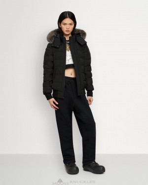 Kurtka Bomberka Damskie Moose Knuckles Onyx Ladriere Bomber Shearling Czarne | CP9053746