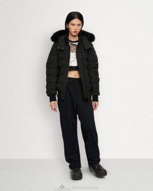 Kurtka Bomberka Damskie Moose Knuckles Onyx Ladriere Bomber Shearling Czarne Czarne | CY1639705