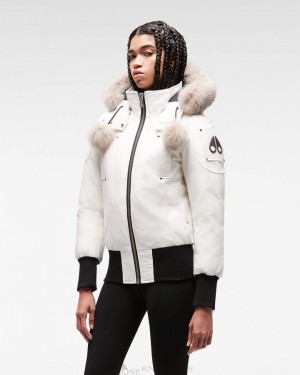 Kurtka Bomberka Damskie Moose Knuckles Original Debbie Bomber Fur Milky Way / Stoned Fox Fur | TO0834261