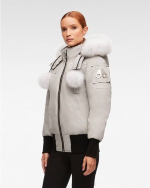 Kurtka Bomberka Damskie Moose Knuckles Original Debbie Bomber Fur Szare | NQ5091634