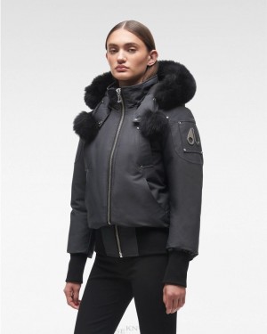 Kurtka Bomberka Damskie Moose Knuckles Original Debbie Bomber Fur Czarne | RS7415982