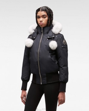 Kurtka Bomberka Damskie Moose Knuckles Original Debbie Bomber Fur Granatowe | MI1372958