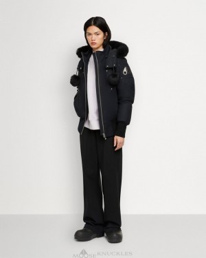 Kurtka Bomberka Damskie Moose Knuckles Original Debbie Bomber Shearling Granatowe Czarne | WV5216438