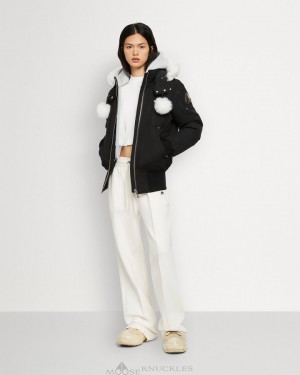 Kurtka Bomberka Damskie Moose Knuckles Original Debbie Bomber Shearling Czarne | VI7028519