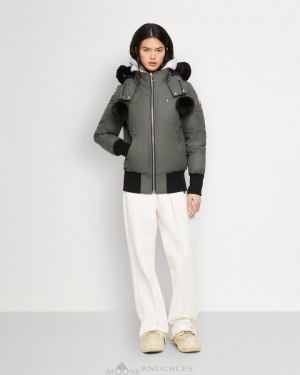 Kurtka Bomberka Damskie Moose Knuckles Original Debbie Bomber Shearling Czarne | TG4537806