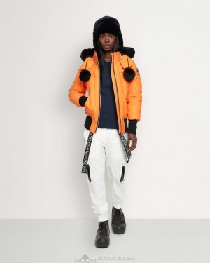 Kurtka Bomberka Damskie Moose Knuckles Original Debbie Bomber Shearling Pomarańczowe Czarne | KM8743265
