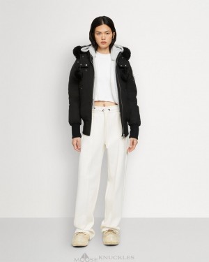 Kurtka Bomberka Damskie Moose Knuckles Original Debbie Bomber Shearling Czarne Czarne | AB9250743