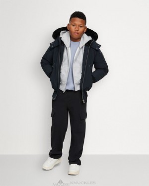 Kurtka Bomberka Dziecięce Moose Knuckles Bomber Shearling Granatowe Czarne | UK6584123
