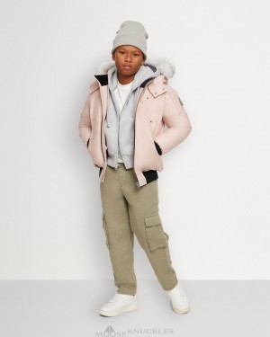 Kurtka Bomberka Dziecięce Moose Knuckles Bomber Shearling Różowe | JO6105789