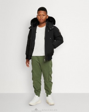 Kurtka Bomberka Dziecięce Moose Knuckles Bomber Shearling Czarne Czarne | EN2413675