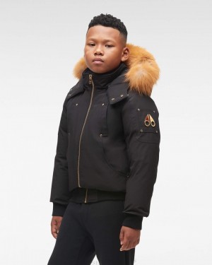 Kurtka Bomberka Dziecięce Moose Knuckles Gold Bomber Fur Czarne Złote | PM0451982