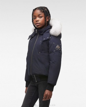 Kurtka Bomberka Dziecięce Moose Knuckles Original Bomber Fur Granatowe | WI8560231
