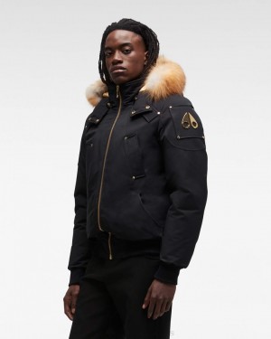 Kurtka Bomberka Męskie Moose Knuckles Gold Ballistic Bomber Fur Czarne Złote | PV1579246