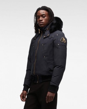 Kurtka Bomberka Męskie Moose Knuckles Gold Ballistic Bomber Fur Granatowe Czarne | GM2635089