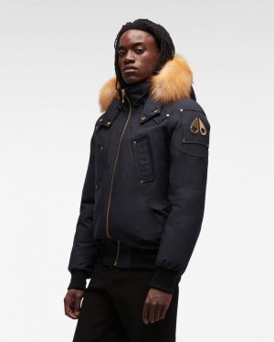 Kurtka Bomberka Męskie Moose Knuckles Gold Ballistic Bomber Fur Granatowe Złote | WC5397462