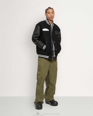 Kurtka Bomberka Męskie Moose Knuckles Moose Varsity Bomber Czarne Czarne | WT6917438