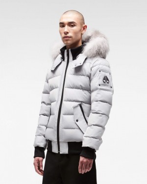 Kurtka Bomberka Męskie Moose Knuckles Onyx Scotchtown Bomber Gray Birch / Frost Fox Fur | YW9324057