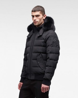 Kurtka Bomberka Męskie Moose Knuckles Onyx Scotchtown Bomber Czarne Czarne | VE8125697