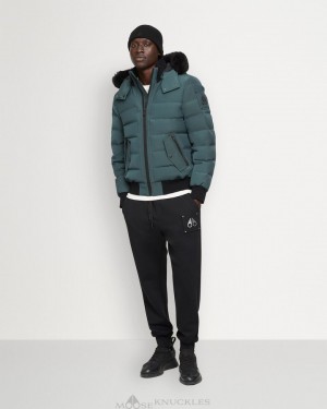 Kurtka Bomberka Męskie Moose Knuckles Onyx Scotchtown Bomber Shearling Czarne | QR1950364