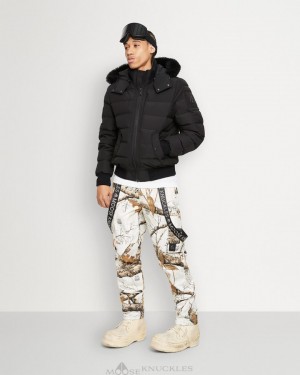 Kurtka Bomberka Męskie Moose Knuckles Onyx Scotchtown Bomber Shearling Czarne Czarne | JW6320185