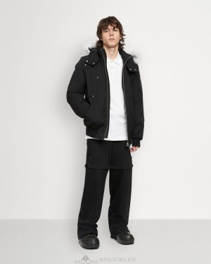 Kurtka Bomberka Męskie Moose Knuckles Original Ballistic Bomber Shearling Czarne | BW3278596