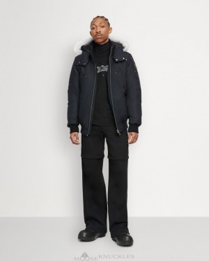 Kurtka Bomberka Męskie Moose Knuckles Original Ballistic Bomber Shearling Granatowe | GH2638109