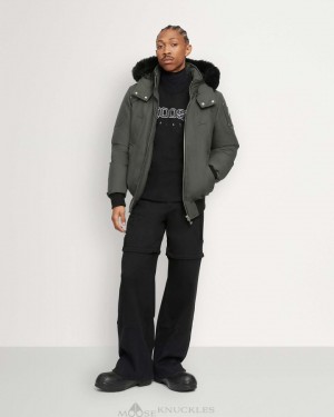 Kurtka Bomberka Męskie Moose Knuckles Original Ballistic Bomber Shearling Czarne | BA6921783