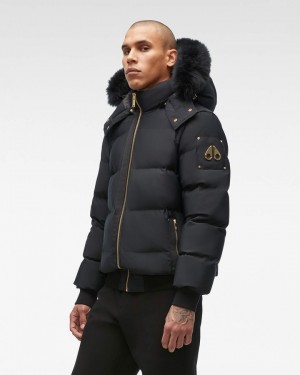 Kurtka Bomberka Męskie Moose Knuckles Stagg Bomber Czarne Czarne | CD0328596