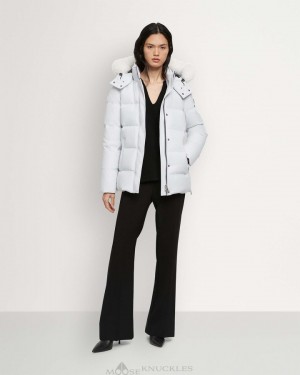 Kurtki Damskie Moose Knuckles Cloud 3q Jacket Shearling Nimbus Cloud / Natural Shearling | KS1745930