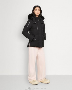 Kurtki Damskie Moose Knuckles Cloud 3q Jacket Shearling Czarne Czarne | YN1725036