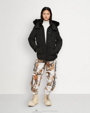 Kurtki Damskie Moose Knuckles Onyx Anguille Jacket Shearling Czarne Czarne | EX3620754