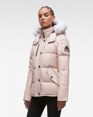 Kurtki Damskie Moose Knuckles Original 3q Fur Różowe | MD6478150