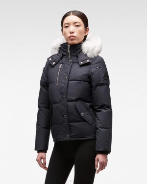 Kurtki Damskie Moose Knuckles Original 3q Fur Granatowe | LS9502714