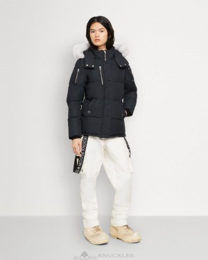 Kurtki Damskie Moose Knuckles Original 3q Shearling Granatowe | LC3507684