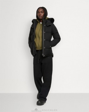 Kurtki Damskie Moose Knuckles Original 3q Shearling Czarne Czarne | QL4712580