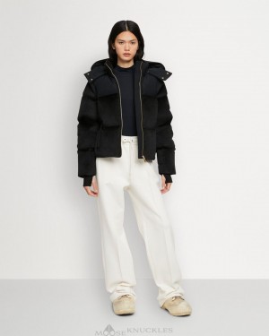 Kurtki Damskie Moose Knuckles Velour Comptoir Puffer Czarne | LA2910634
